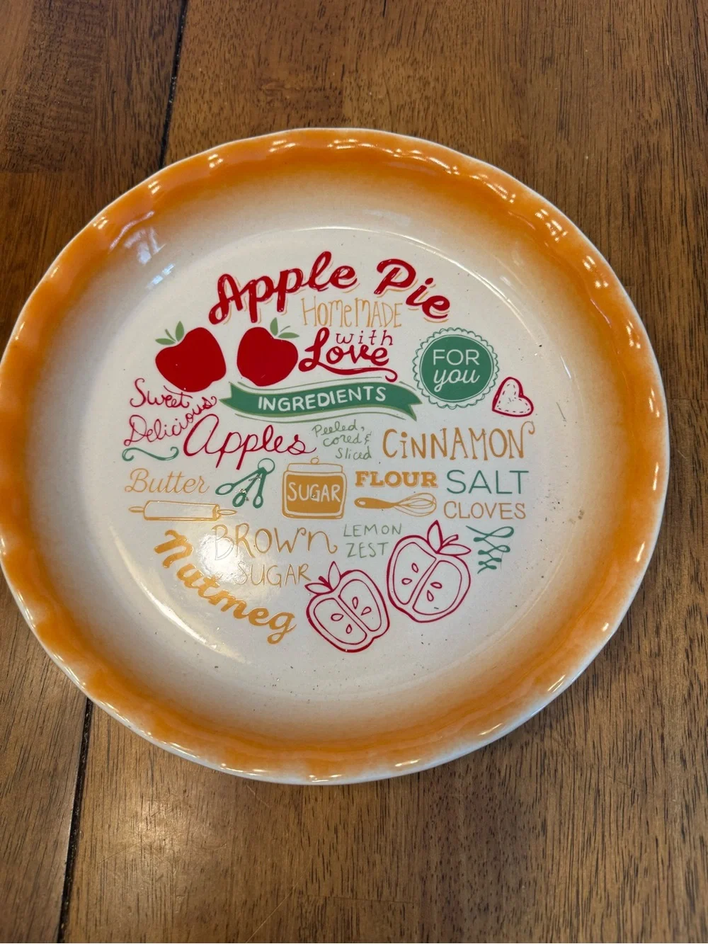 Tucker Apple Pie Ceramic Serving Bowl - Orange Rim